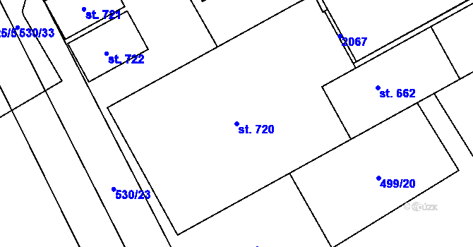 Parcela st. 720 v KÚ Louky nad Dřevnicí, Katastrální mapa