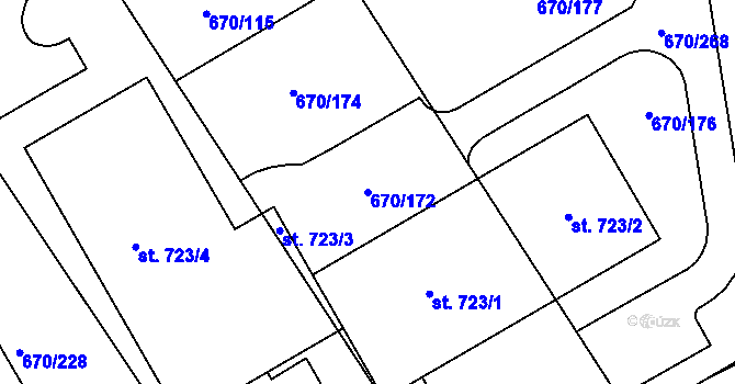 Parcela st. 670/172 v KÚ Louky nad Dřevnicí, Katastrální mapa