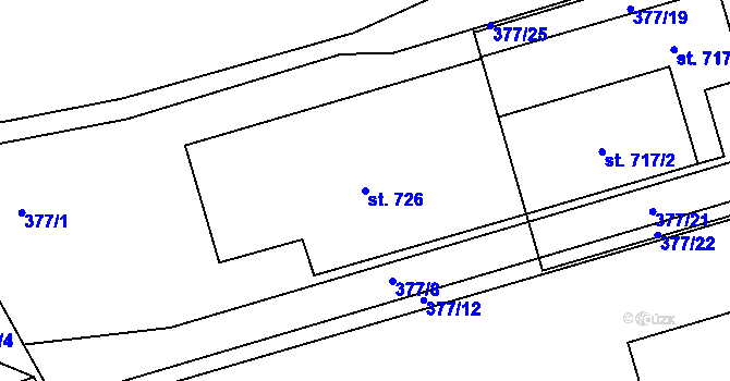 Parcela st. 726 v KÚ Louky nad Dřevnicí, Katastrální mapa