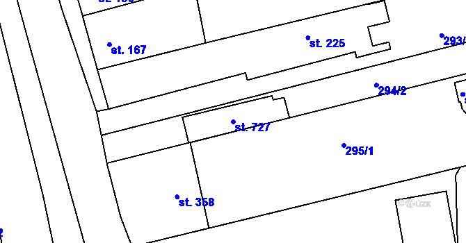 Parcela st. 727 v KÚ Louky nad Dřevnicí, Katastrální mapa