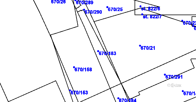 Parcela st. 670/183 v KÚ Louky nad Dřevnicí, Katastrální mapa