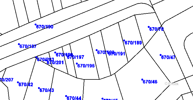 Parcela st. 670/193 v KÚ Louky nad Dřevnicí, Katastrální mapa