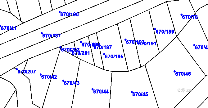 Parcela st. 670/195 v KÚ Louky nad Dřevnicí, Katastrální mapa