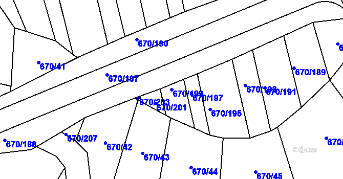 Parcela st. 670/199 v KÚ Louky nad Dřevnicí, Katastrální mapa