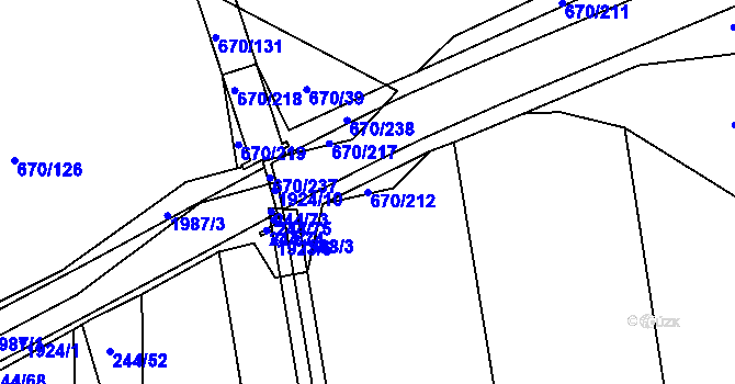 Parcela st. 670/212 v KÚ Louky nad Dřevnicí, Katastrální mapa