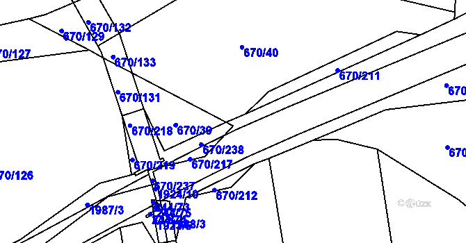 Parcela st. 670/213 v KÚ Louky nad Dřevnicí, Katastrální mapa