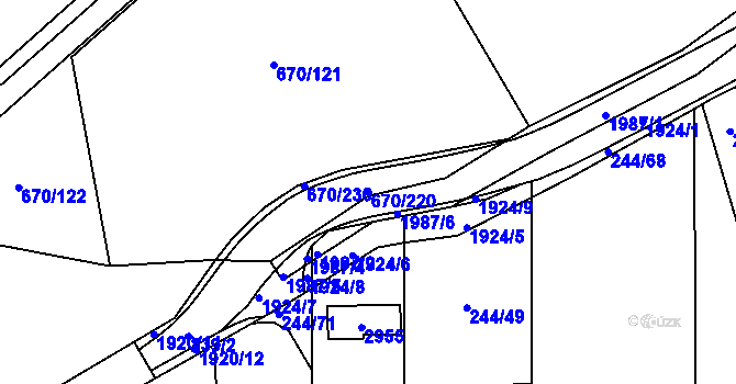 Parcela st. 670/220 v KÚ Louky nad Dřevnicí, Katastrální mapa
