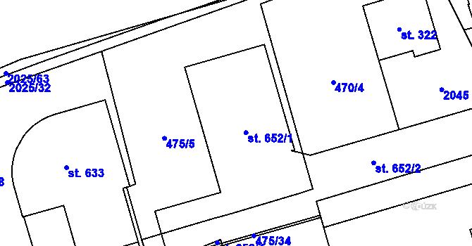 Parcela st. 652/1 v KÚ Louky nad Dřevnicí, Katastrální mapa