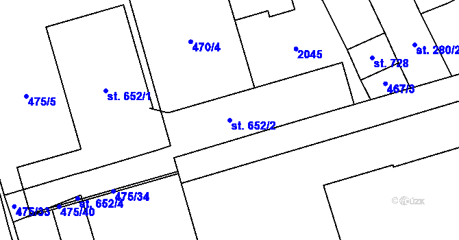 Parcela st. 652/2 v KÚ Louky nad Dřevnicí, Katastrální mapa
