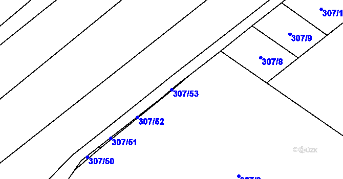 Parcela st. 307/53 v KÚ Louky nad Dřevnicí, Katastrální mapa