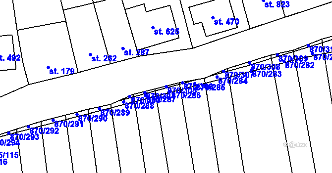 Parcela st. 870/305 v KÚ Louky nad Dřevnicí, Katastrální mapa