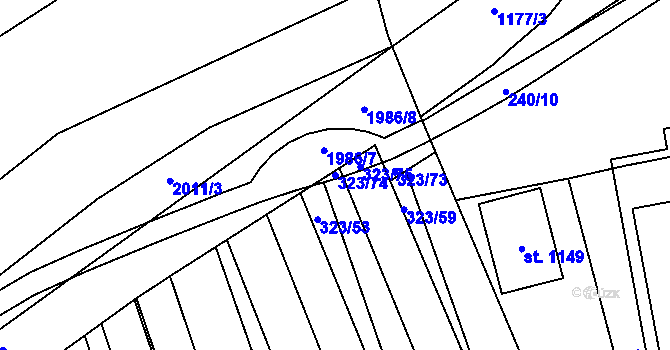 Parcela st. 323/74 v KÚ Louky nad Dřevnicí, Katastrální mapa