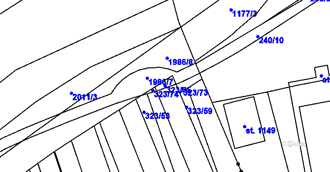 Parcela st. 323/75 v KÚ Louky nad Dřevnicí, Katastrální mapa