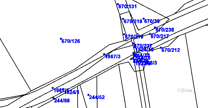 Parcela st. 1987/3 v KÚ Louky nad Dřevnicí, Katastrální mapa