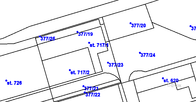 Parcela st. 717/4 v KÚ Louky nad Dřevnicí, Katastrální mapa