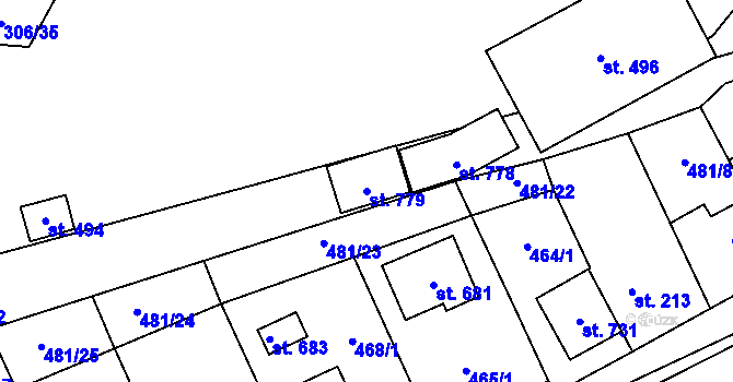 Parcela st. 779 v KÚ Louky nad Dřevnicí, Katastrální mapa