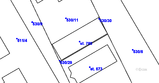 Parcela st. 780 v KÚ Louky nad Dřevnicí, Katastrální mapa