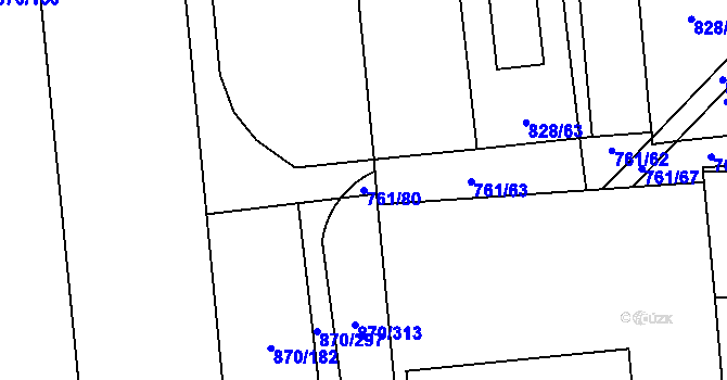 Parcela st. 761/80 v KÚ Louky nad Dřevnicí, Katastrální mapa