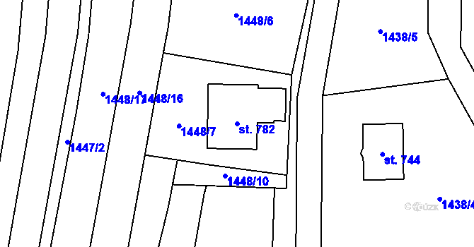 Parcela st. 782 v KÚ Louky nad Dřevnicí, Katastrální mapa