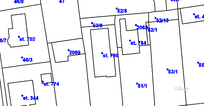 Parcela st. 790 v KÚ Louky nad Dřevnicí, Katastrální mapa