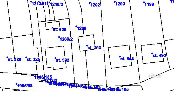 Parcela st. 793 v KÚ Louky nad Dřevnicí, Katastrální mapa