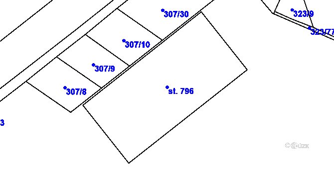 Parcela st. 796 v KÚ Louky nad Dřevnicí, Katastrální mapa