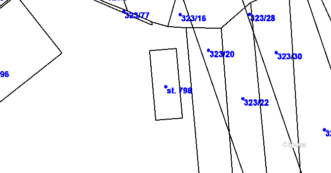 Parcela st. 798 v KÚ Louky nad Dřevnicí, Katastrální mapa
