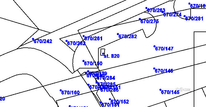 Parcela st. 820 v KÚ Louky nad Dřevnicí, Katastrální mapa