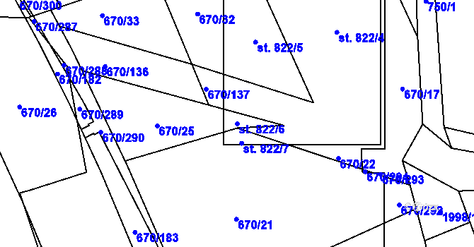Parcela st. 822/6 v KÚ Louky nad Dřevnicí, Katastrální mapa