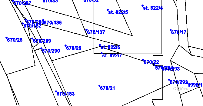 Parcela st. 822/7 v KÚ Louky nad Dřevnicí, Katastrální mapa