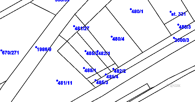 Parcela st. 482/1 v KÚ Louky nad Dřevnicí, Katastrální mapa