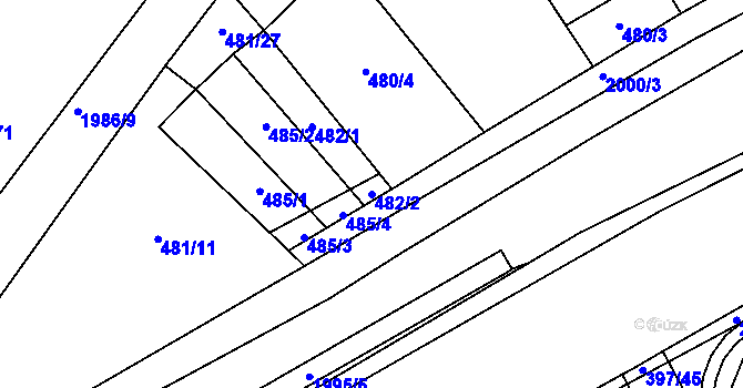 Parcela st. 482/2 v KÚ Louky nad Dřevnicí, Katastrální mapa