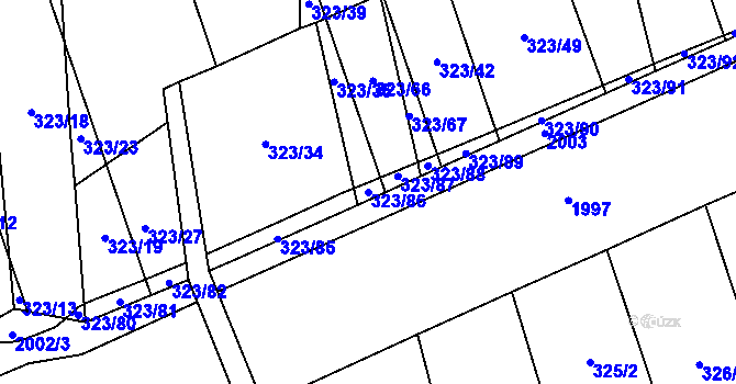 Parcela st. 323/86 v KÚ Louky nad Dřevnicí, Katastrální mapa