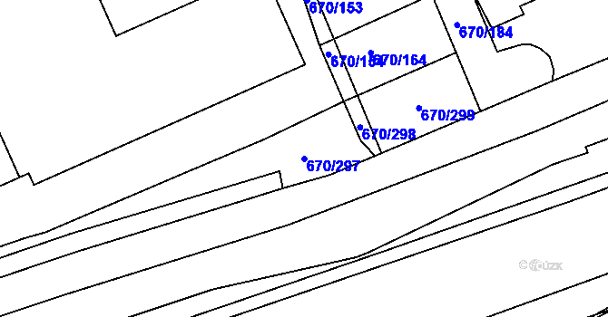 Parcela st. 670/297 v KÚ Louky nad Dřevnicí, Katastrální mapa