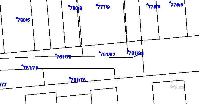 Parcela st. 761/82 v KÚ Louky nad Dřevnicí, Katastrální mapa