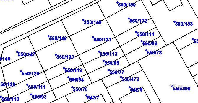 Parcela st. 550/113 v KÚ Prštné, Katastrální mapa