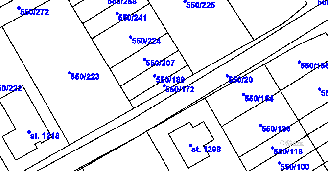 Parcela st. 550/172 v KÚ Prštné, Katastrální mapa