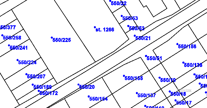 Parcela st. 550/174 v KÚ Prštné, Katastrální mapa