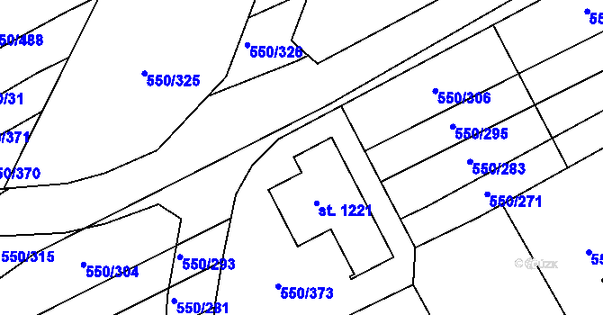 Parcela st. 550/305 v KÚ Prštné, Katastrální mapa