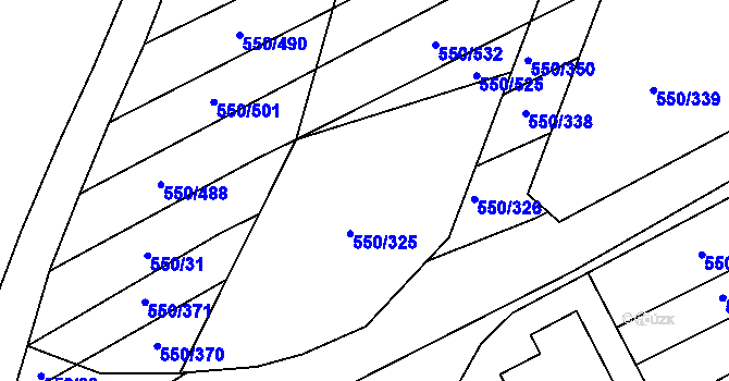 Parcela st. 550/337 v KÚ Prštné, Katastrální mapa