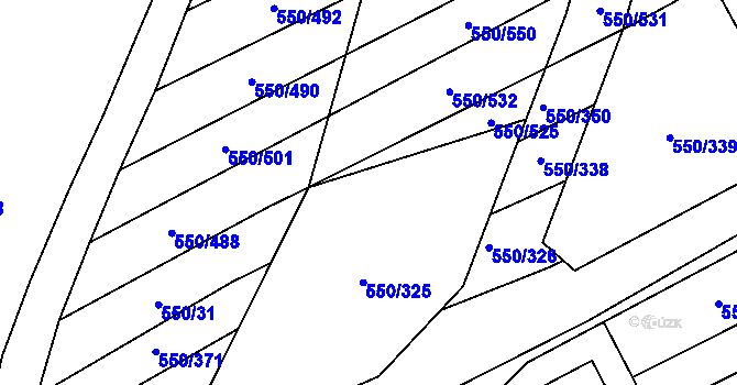 Parcela st. 550/349 v KÚ Prštné, Katastrální mapa
