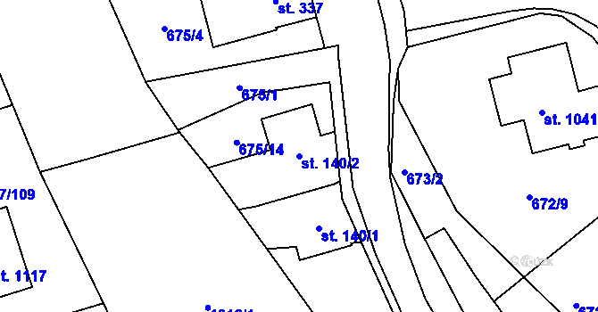 Parcela st. 140/2 v KÚ Prštné, Katastrální mapa