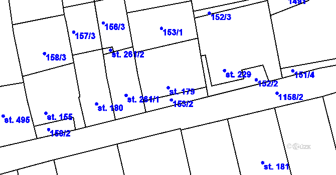 Parcela st. 179 v KÚ Prštné, Katastrální mapa