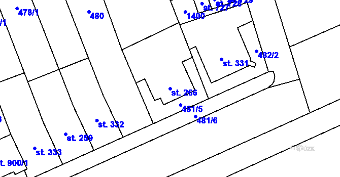 Parcela st. 266 v KÚ Prštné, Katastrální mapa