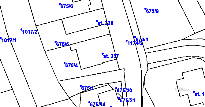 Parcela st. 337 v KÚ Prštné, Katastrální mapa