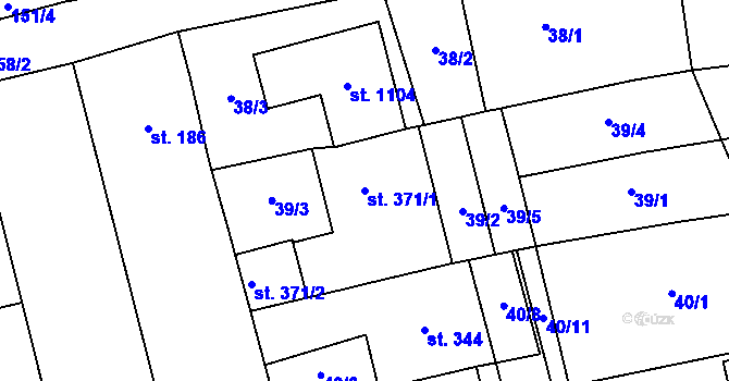 Parcela st. 371/1 v KÚ Prštné, Katastrální mapa