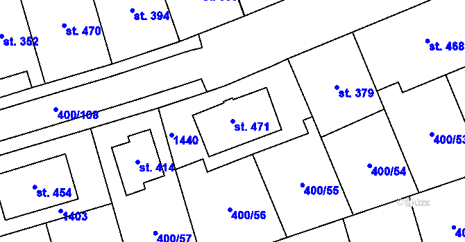 Parcela st. 471 v KÚ Prštné, Katastrální mapa