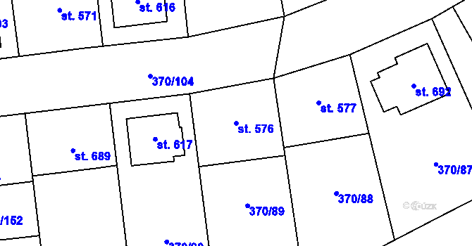 Parcela st. 576 v KÚ Prštné, Katastrální mapa