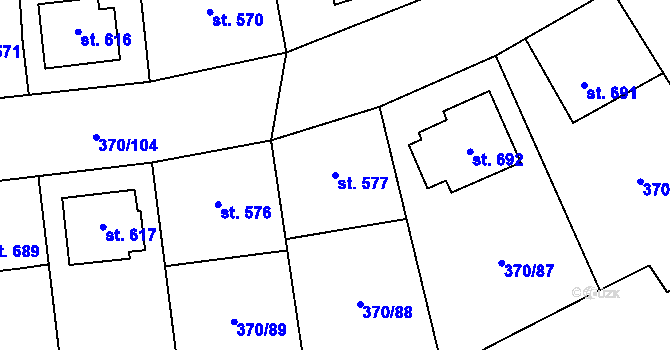 Parcela st. 577 v KÚ Prštné, Katastrální mapa