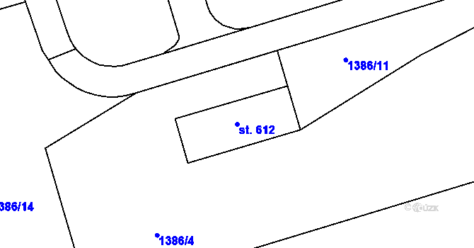 Parcela st. 612 v KÚ Prštné, Katastrální mapa
